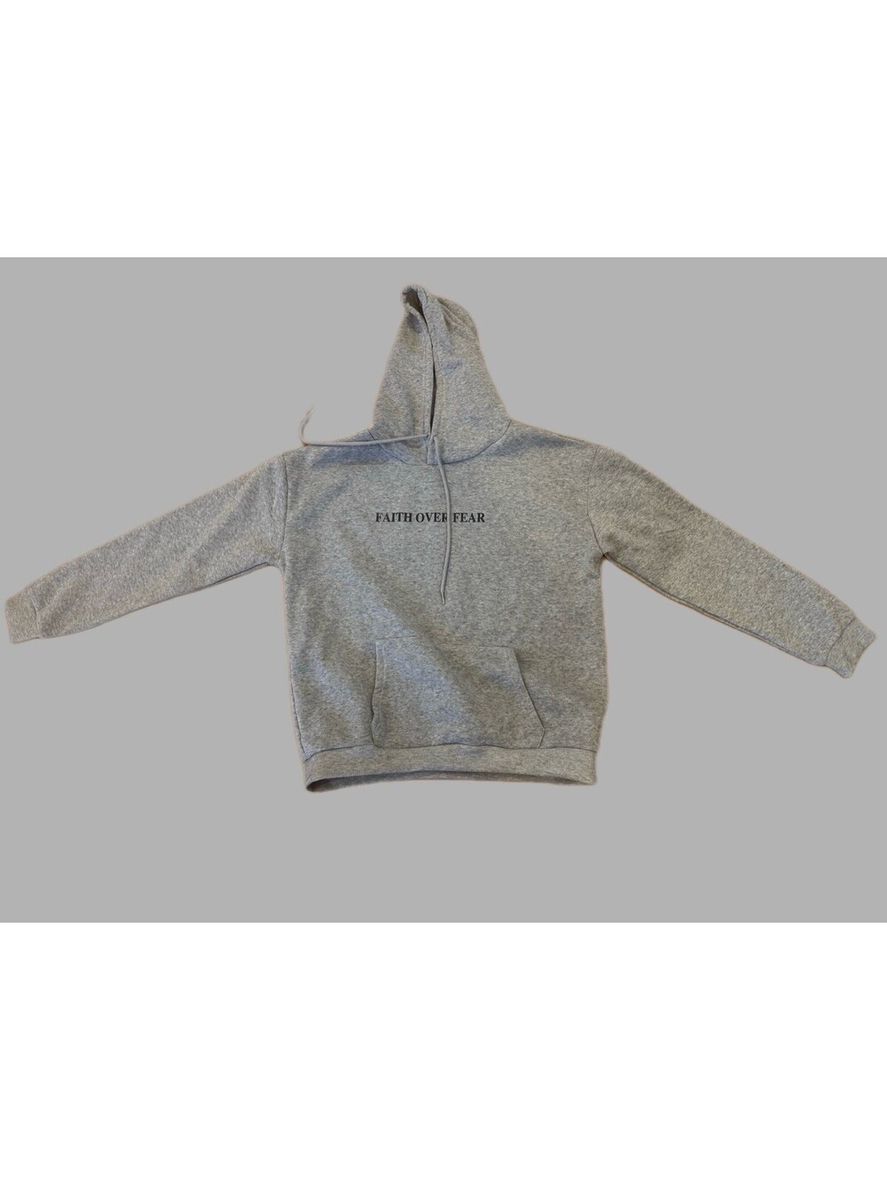 SHEIN Faith Over Fear Gray Hoodie Size M Christian Psalms 118:6 Pullover